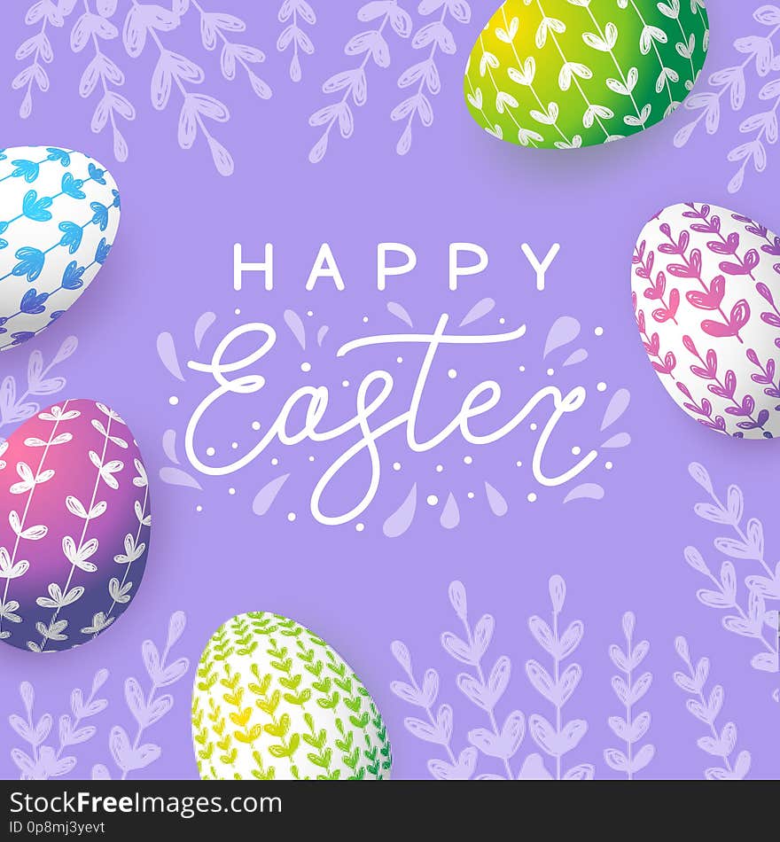 Easter greeting card with color eggs