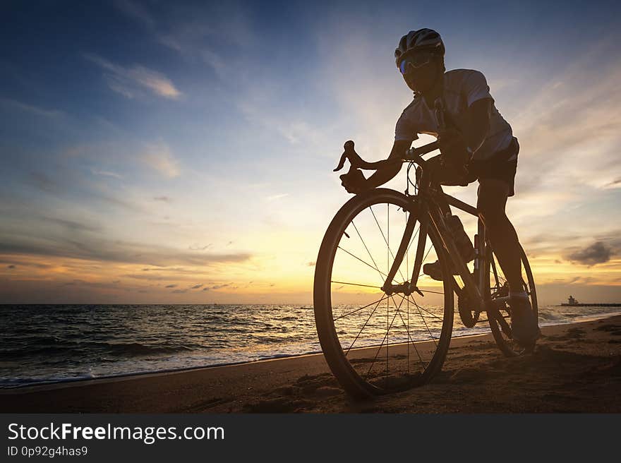 Cycling Concept Outdoors Against Sunset