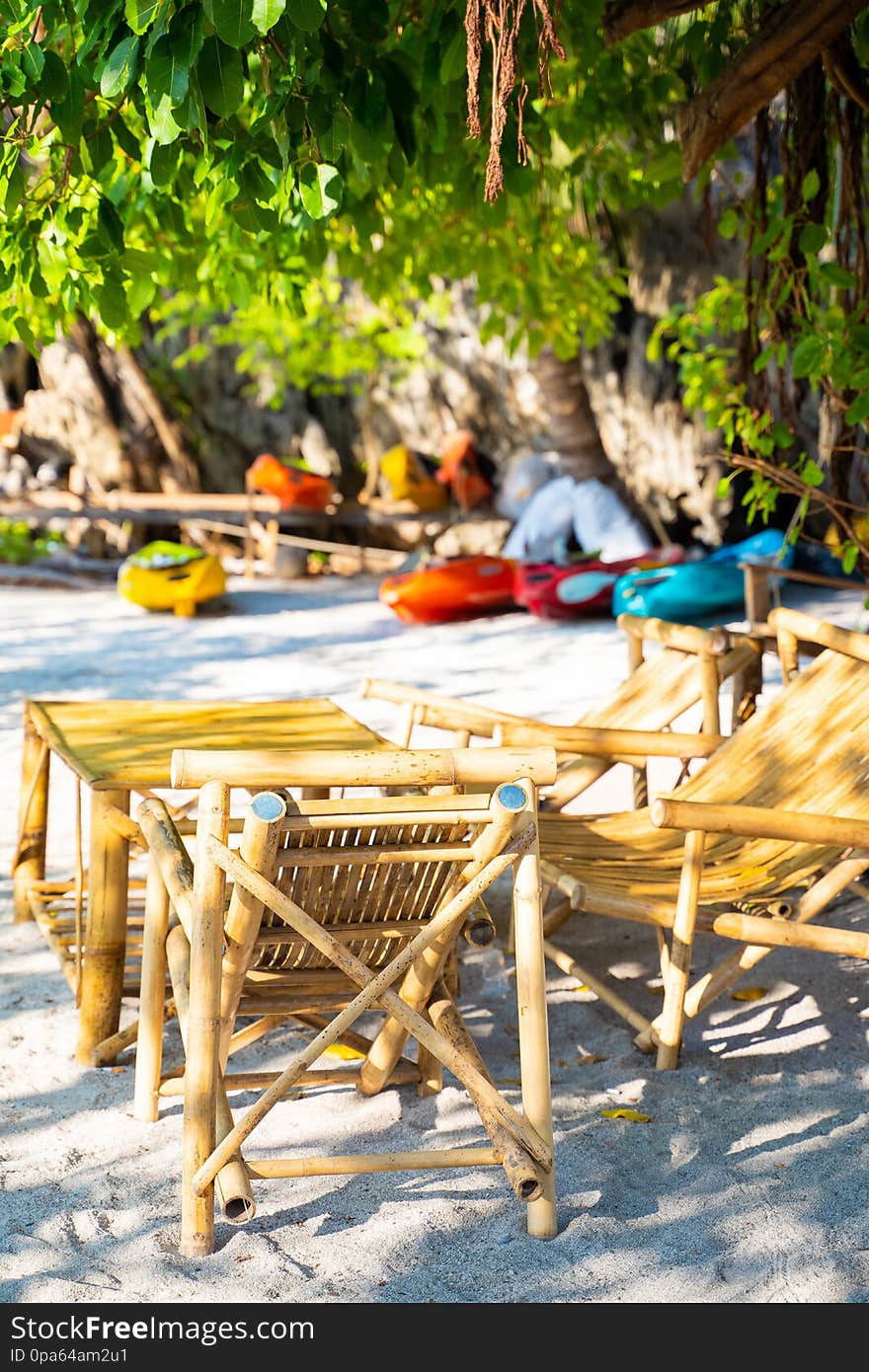 Bamboo beach chair on the island,chair