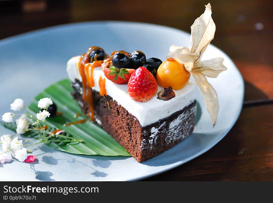 Chocolate Cake With Fruit Topping