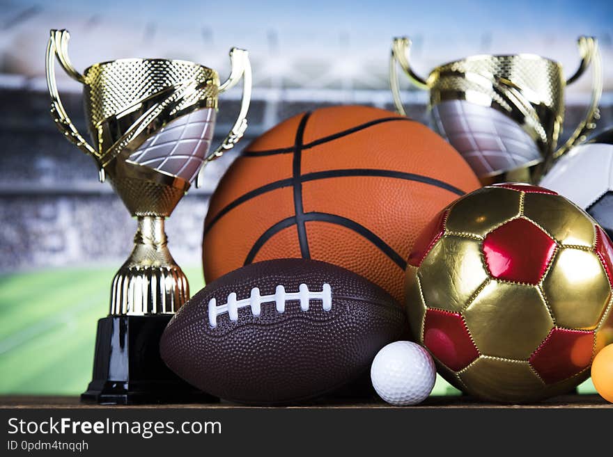 Sport equipment and balls background. Sport equipment and balls background