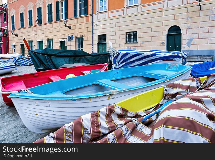 boat in the silent bay of sestri levante