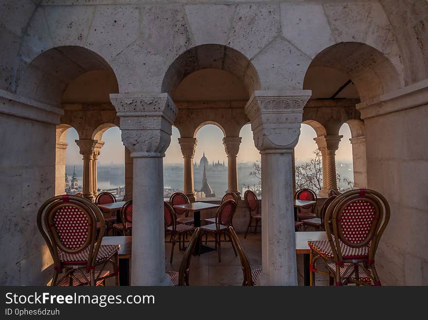 Budapest, Parliament View Through Fishermans Bastion, Hungary