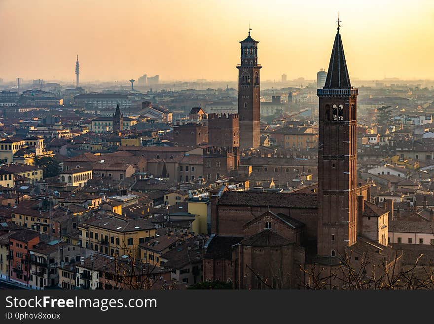 Panoramic sunset view of Verona, Italy