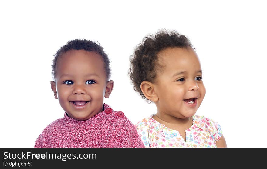 Two Afro American Babies Isolated On a White Background