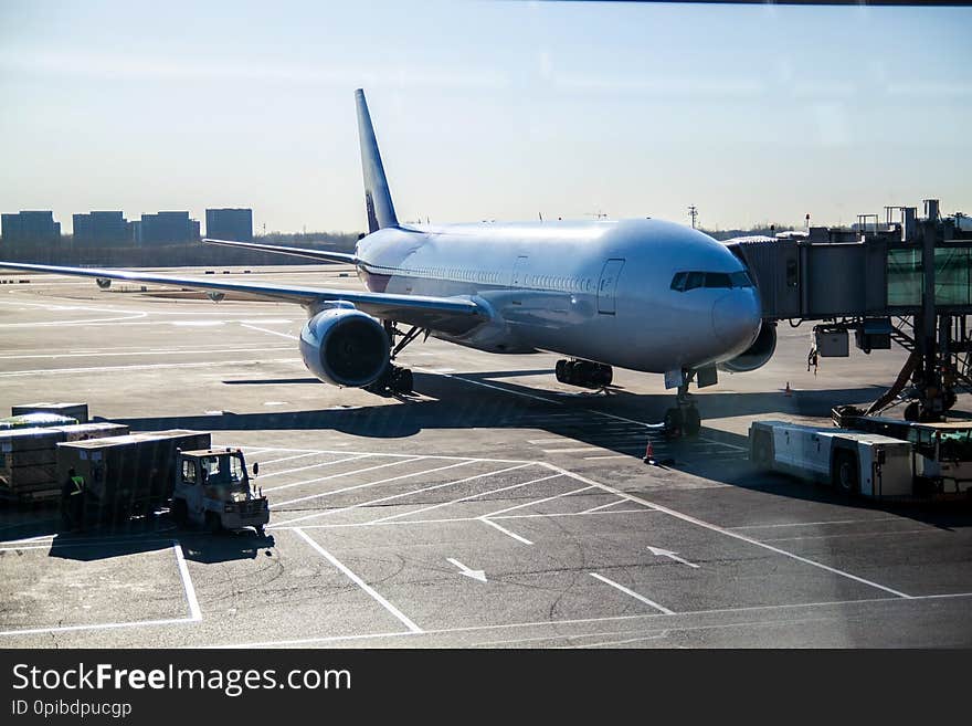 The Plane Is At The Airport And Ready To Take Off.