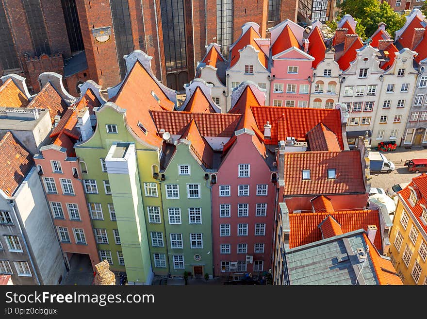 The view from the observation deck of St Mary`s Cathedral in the historic center of Gdansk. The view from the observation deck of St Mary`s Cathedral in the historic center of Gdansk.