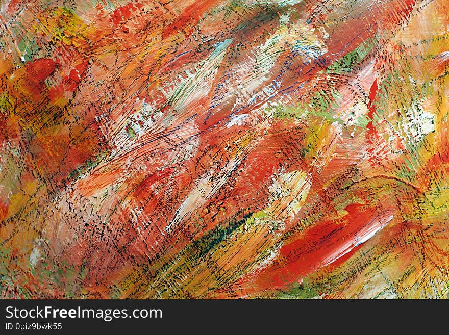 Colorful bright background. the strokes of paint. orange spots on canvas