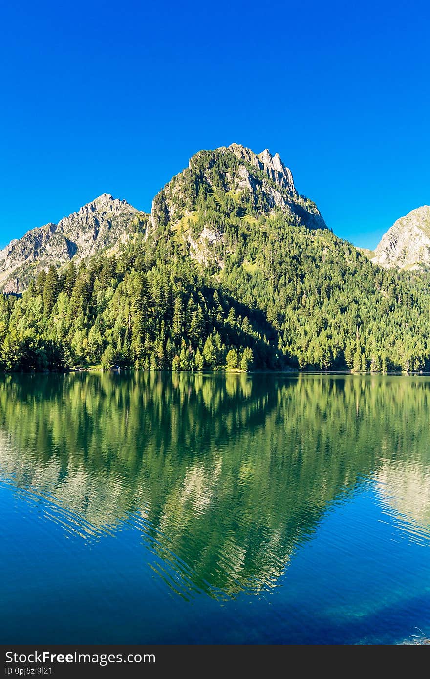 Reflection of the mountain in a lake