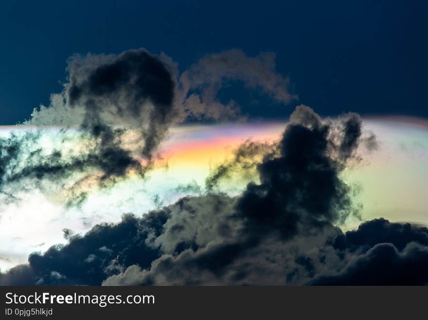 colorful dramatic sky with cloud at sunset