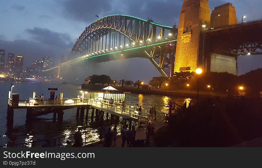 Twilight on Sydney Harbour Bridge on the sparkling and pristine waters of Sydney Harbour in Sydney, NSW, Australia