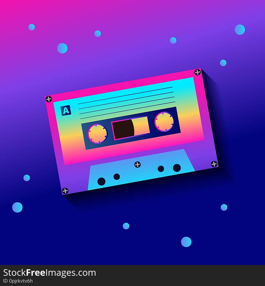 Audio cassette in the vintage design style