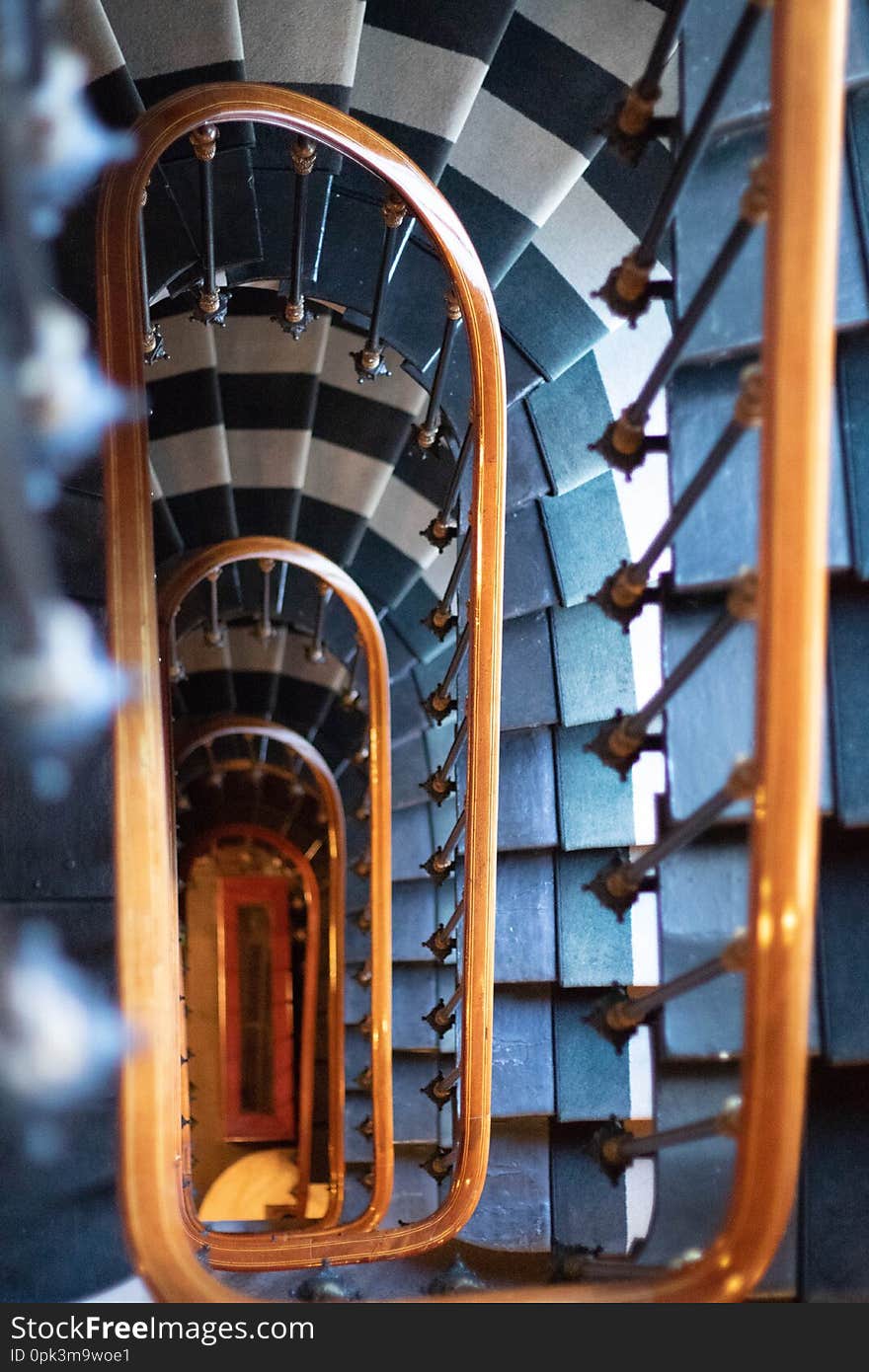 Looking down staircase in hotel