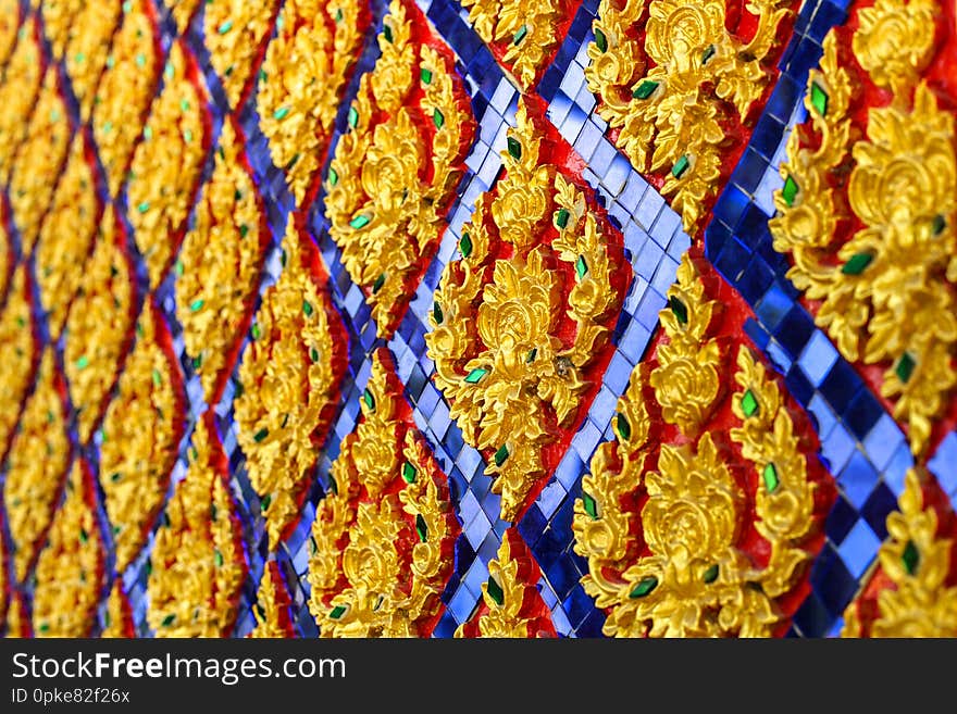 Ancient Thai art pattern in Wat thasung, Uthai Thani, Thailand