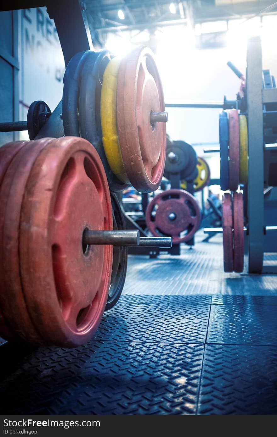 Plates for barbells and exercise machines in the gym