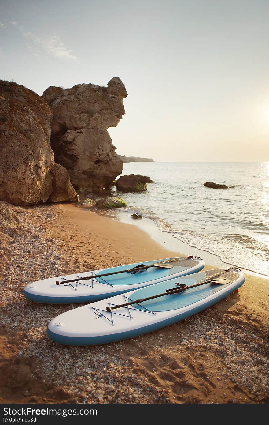 SUP board on a beach