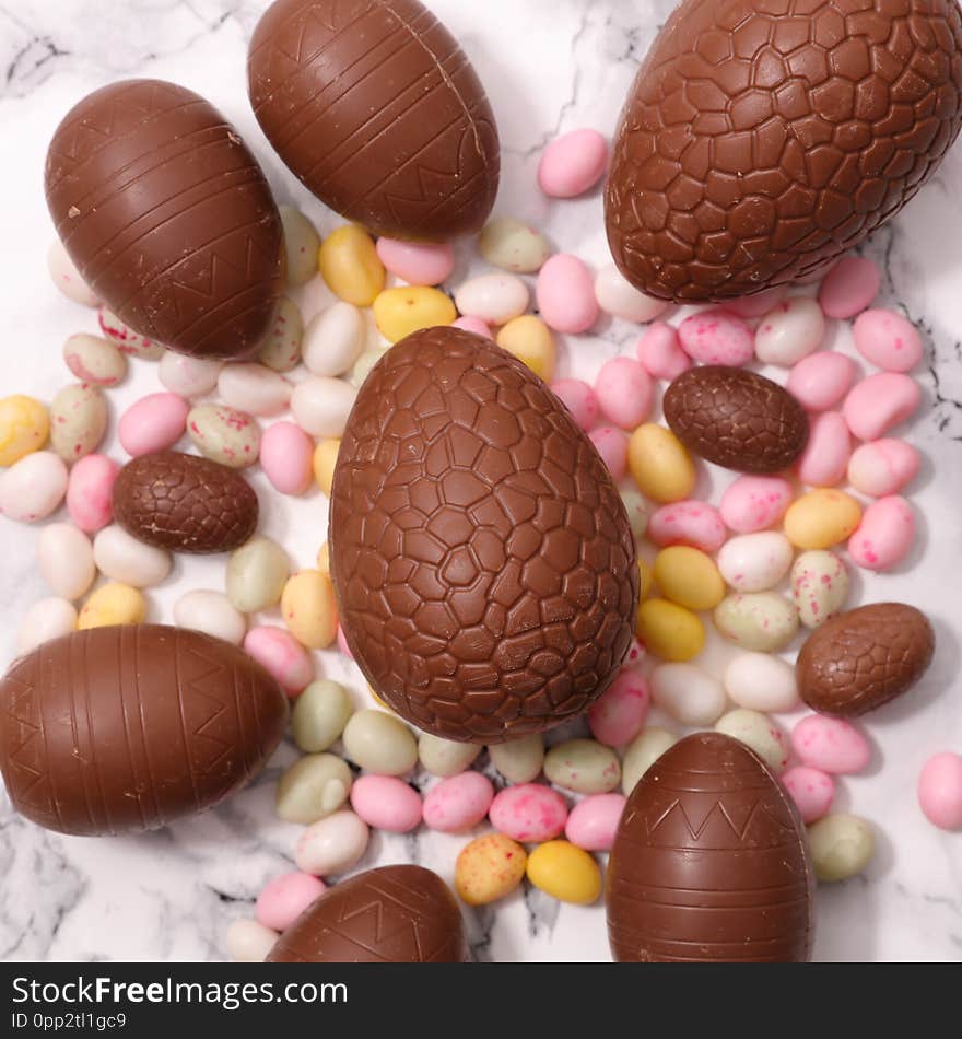 Easter chocolate egg and candy. Easter chocolate egg and candy