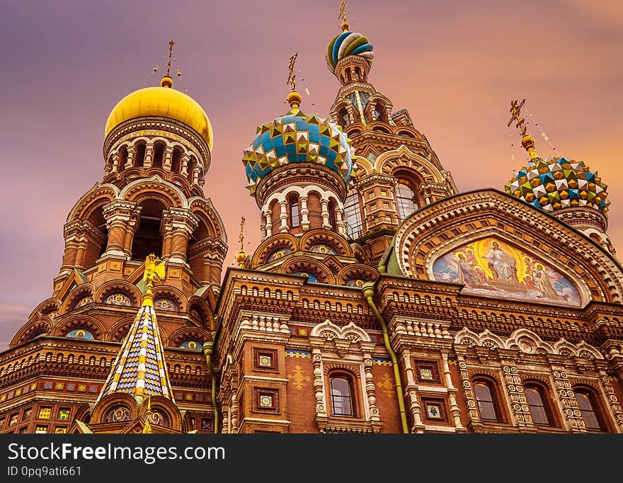 Church of the Saviour on Spilled Blood or Cathedral of the Resurrection of Christ at sunset, St. Petersburg, Russia. Church of the Saviour on Spilled Blood or Cathedral of the Resurrection of Christ at sunset, St. Petersburg, Russia