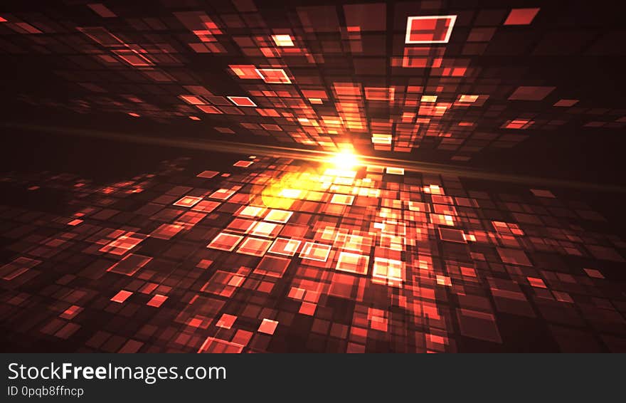 Abstract Red Light Flashing Digital Technology Futuristic Concept