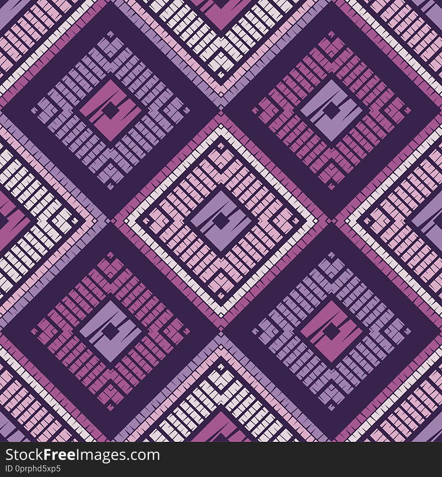 Ethnic Boho Seamless Pattern. Embroidery On Fabric. Patchwork Texture. Weaving. Traditional Ornament. Tribal Pattern. Folk Motif.