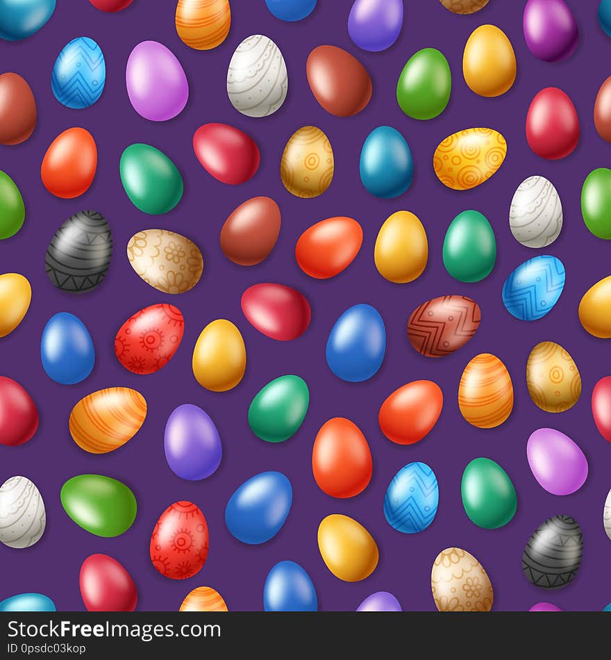 Vector seamless pattern with color Easter eggs