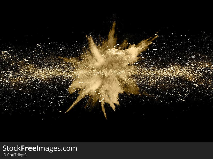 The movement of abstract dust explosion frozen golden on black background. Stop the movement of powdered green on black background. Explosive powder green on black background. The movement of abstract dust explosion frozen golden on black background. Stop the movement of powdered green on black background. Explosive powder green on black background.