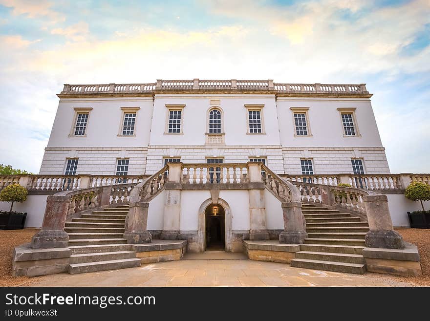 The Queen`s House built between 1616 and 1635 for Anne of Denmark, the Queen of King James. Now it`s a museum which houses collection of maritime paintings and portraits. The Queen`s House built between 1616 and 1635 for Anne of Denmark, the Queen of King James. Now it`s a museum which houses collection of maritime paintings and portraits