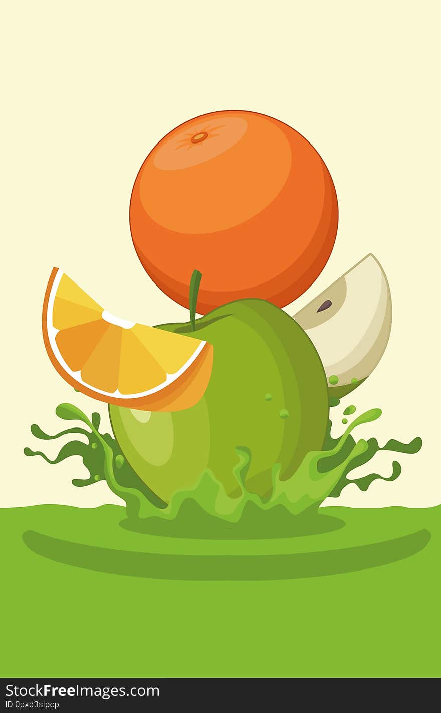 Orange and apple falling for smoothie icon cartoon vector illustration graphic design