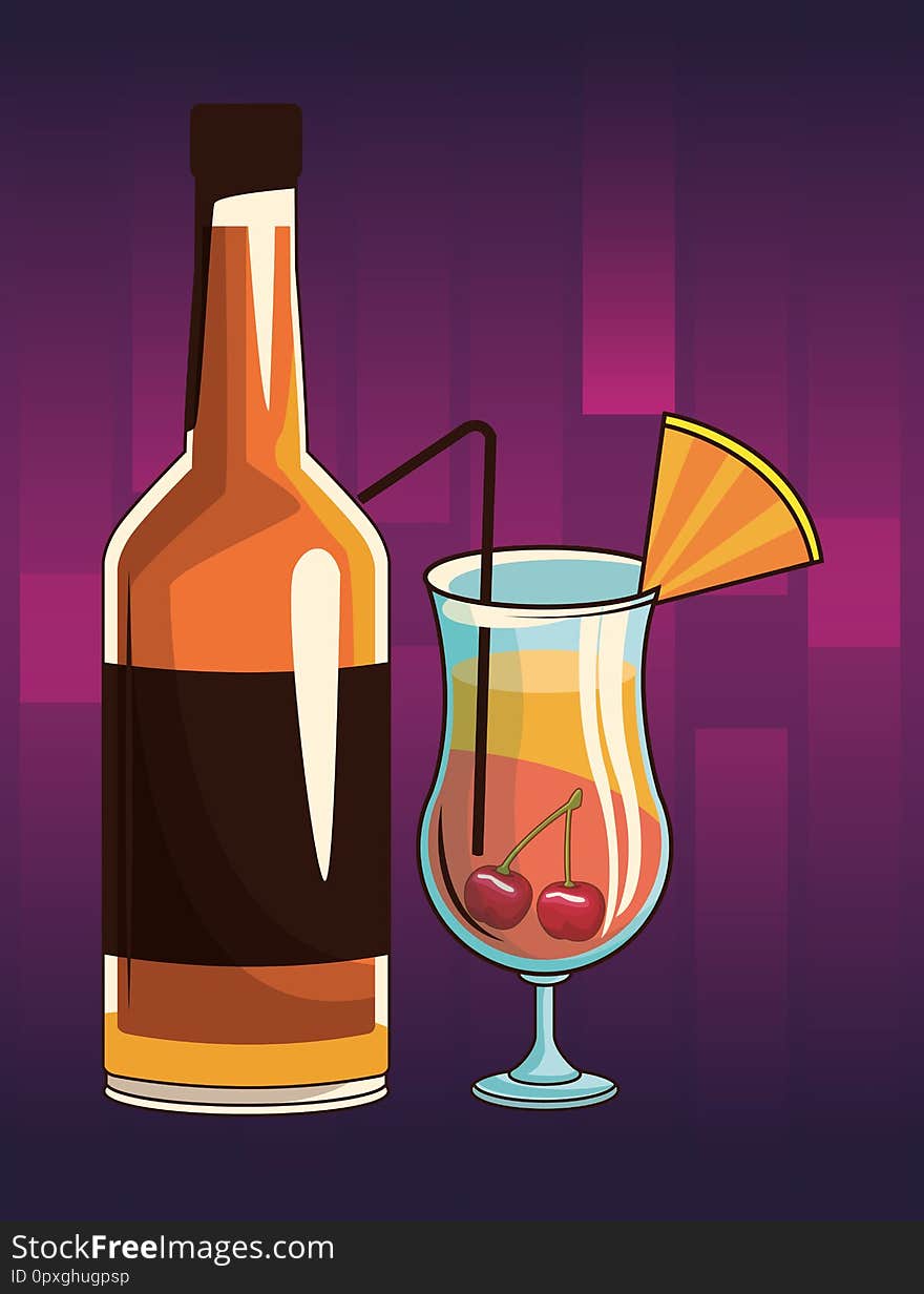 Alcoholic drinks beverages cartoon vector illustration graphic design