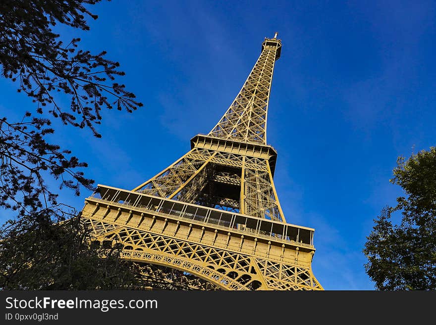 Eiffel Tower on blue sky Paris, France