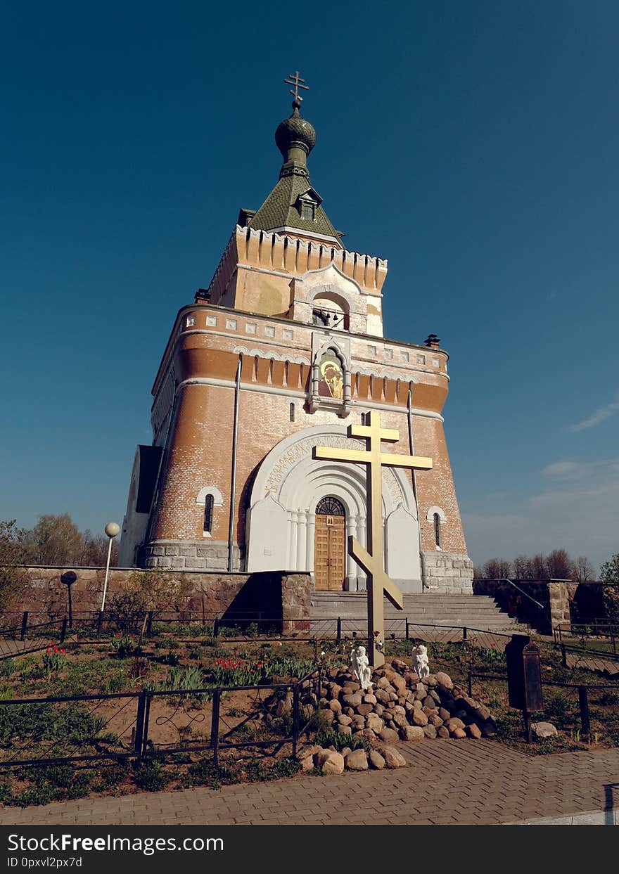 MOGILEV, BELARUS - APRIL 27, 2019: FOREST Village. beautiful church