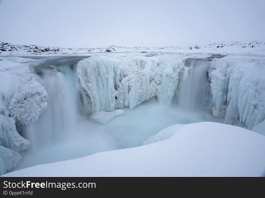 The Icelandic Hrabnabjargafoss in winter - Iceland