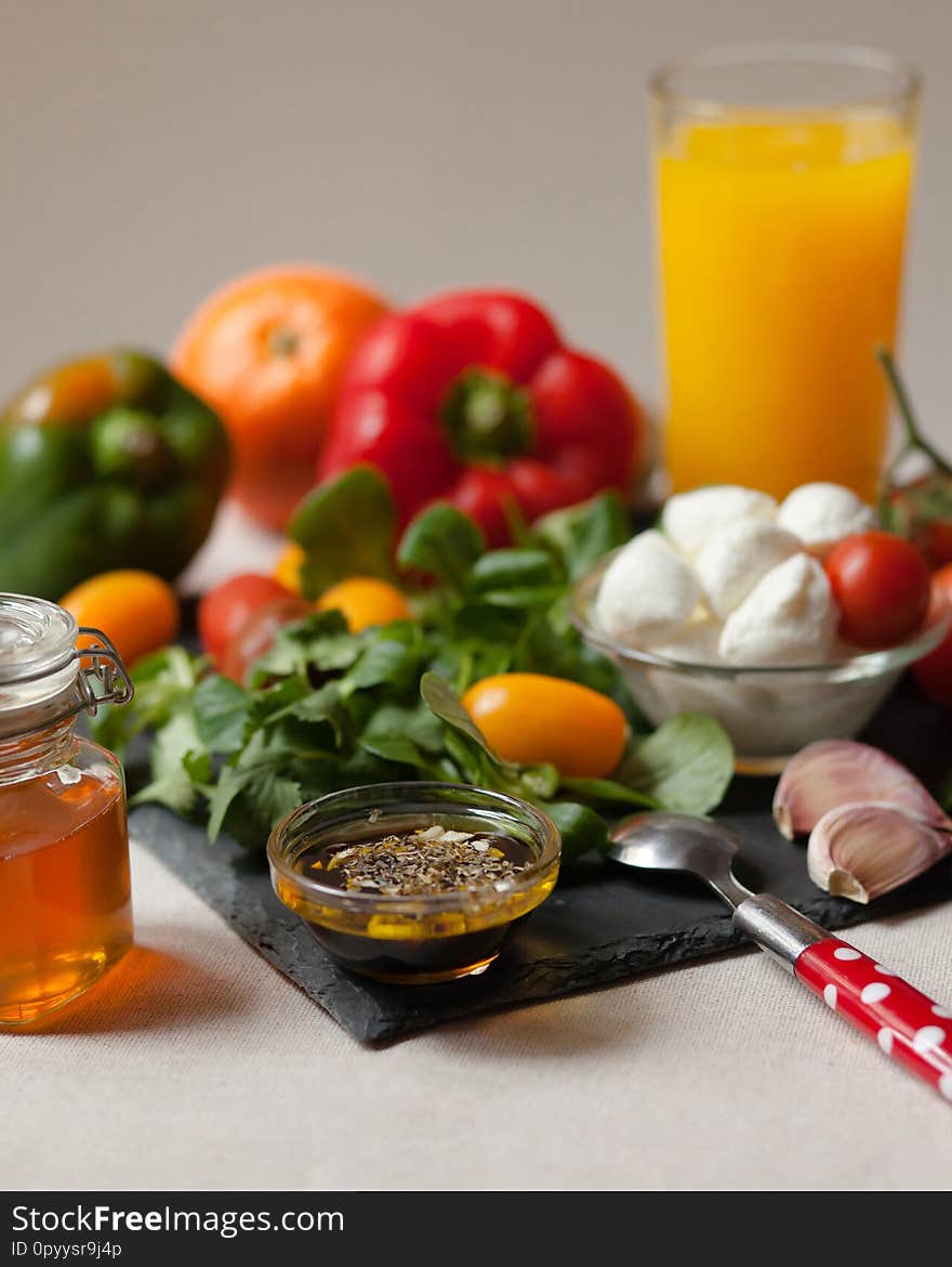 Colorful and tasty ingredients for a diet salad