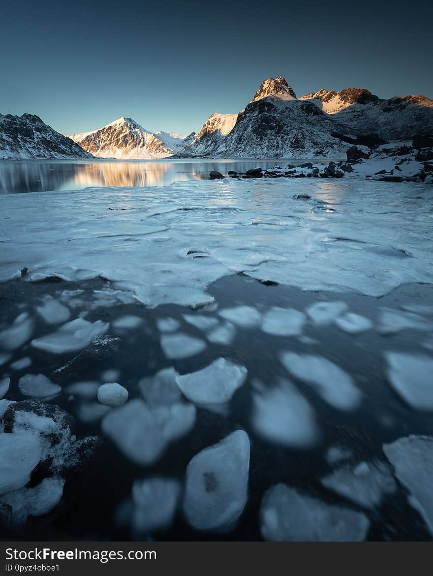 Long Exposure During The Day On A Beach In Lofoten Islands, Norway