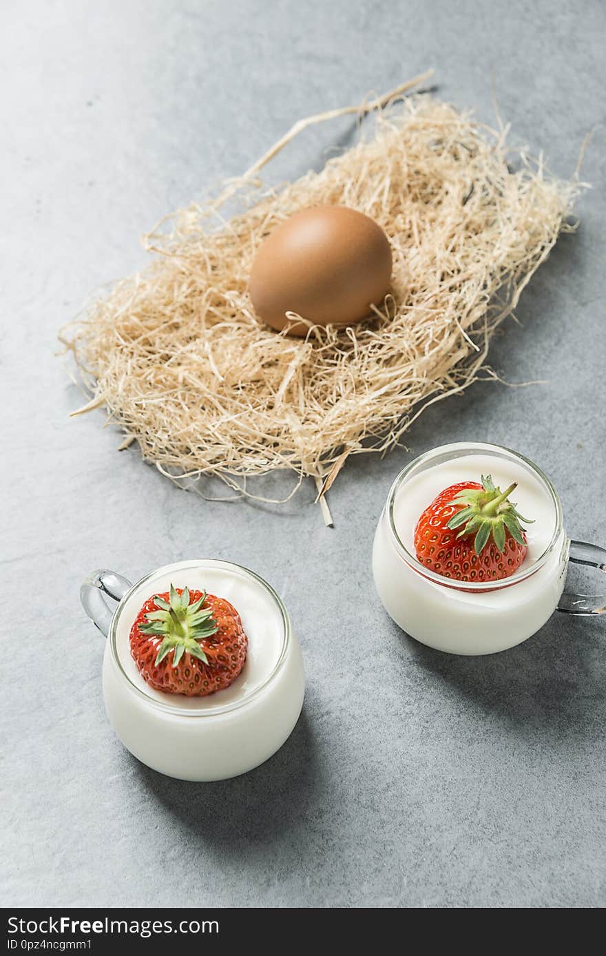 Nutritional eggs, strawberry, yogurt breakfast. Nutritional eggs, strawberry, yogurt breakfast