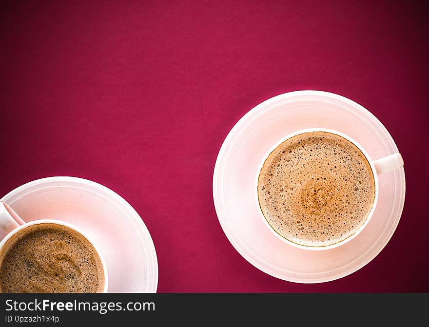 Hot drink, breakfast and vintage style concept - Coffee in the morning, flatlay background with copyspace