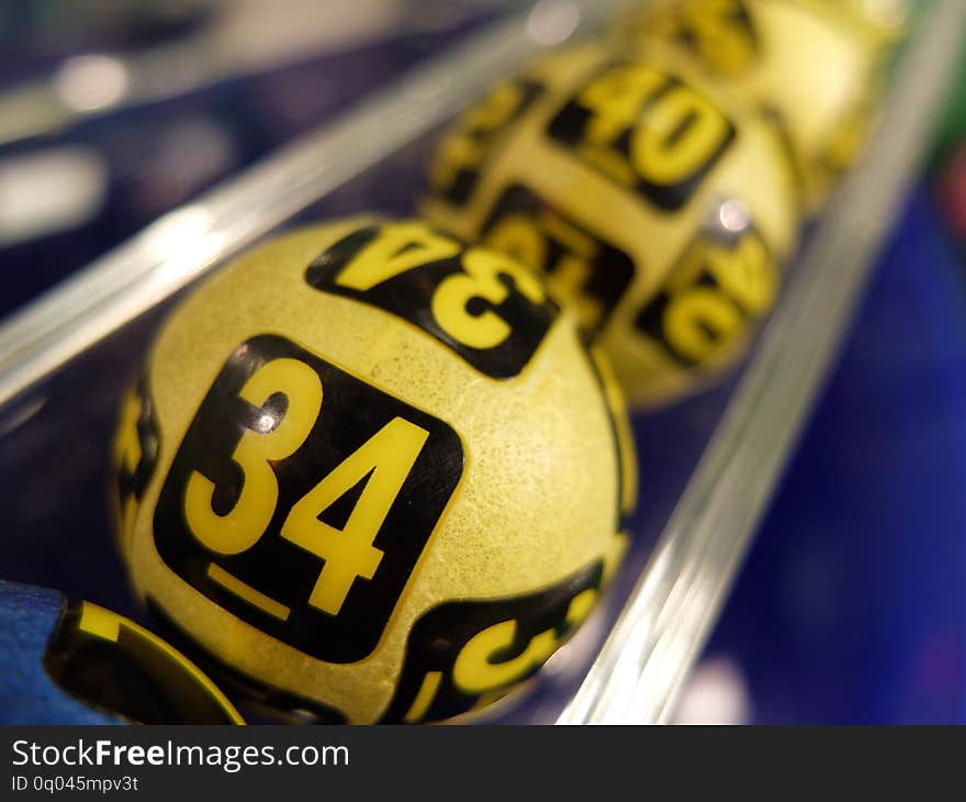 Image of winning lottery balls during extraction of the winning numbers. Image of winning lottery balls during extraction of the winning numbers