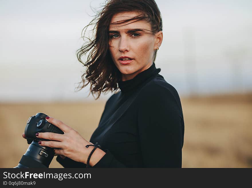 Professional photographer during a outdoors photoshoot