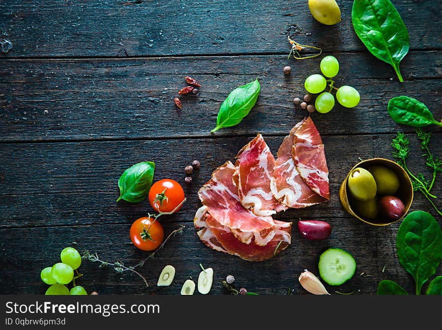 Italian ham on wood