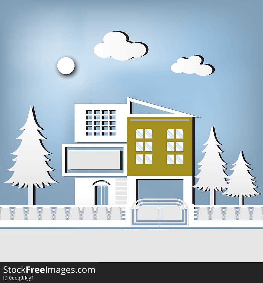 Modern house, Flat design vector esp10