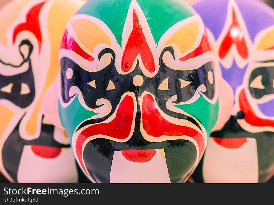 Beijing opera mask toy macro view. Beijing opera mask toy macro view