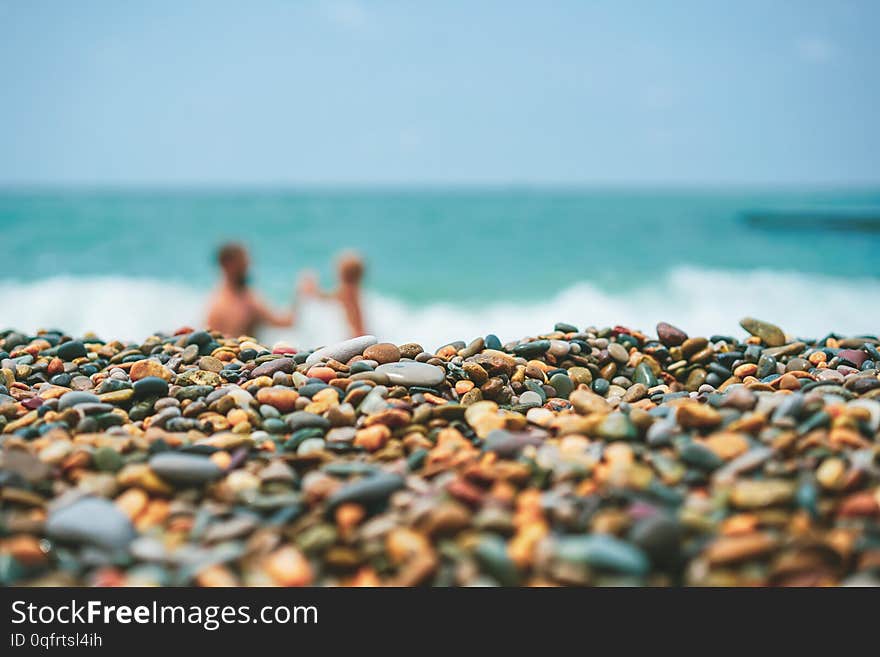 Father And Baby Son Playing In Water