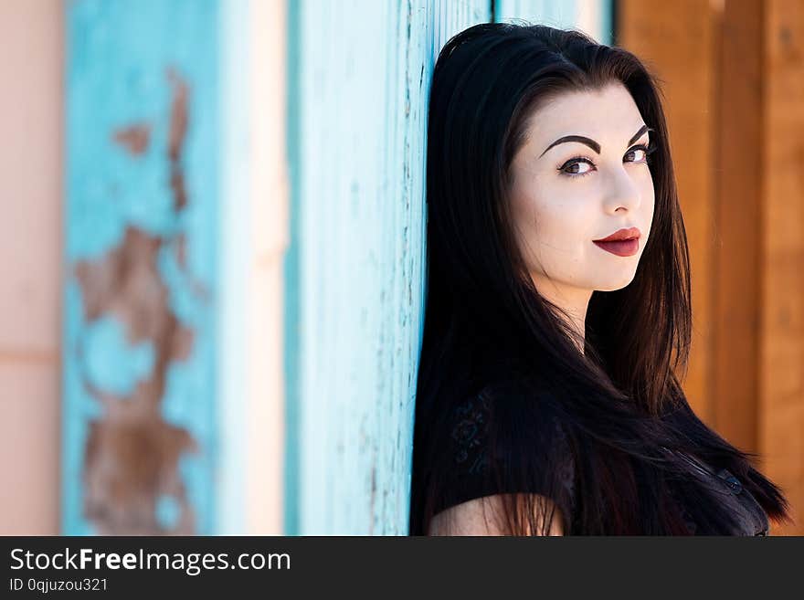 Pretty girl woman with dark hair