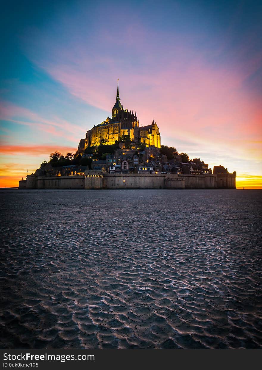 Mount Saint Michelle in france with empty background