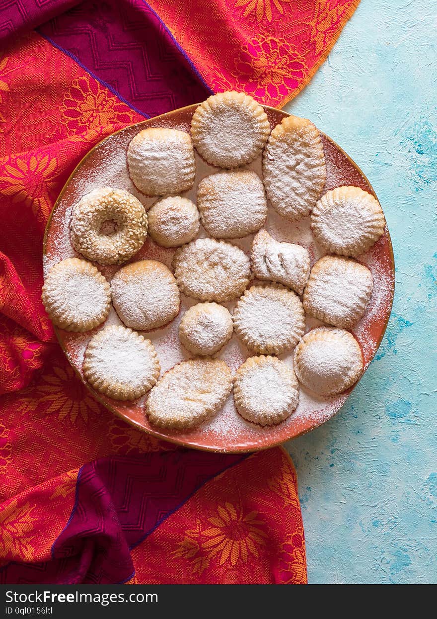 Holidays cookies Maamoul - Arab dessert usually made a few days before Eid al-Fitr, Easter, and Purim Holidays. Holidays cookies Maamoul - Arab dessert usually made a few days before Eid al-Fitr, Easter, and Purim Holidays.