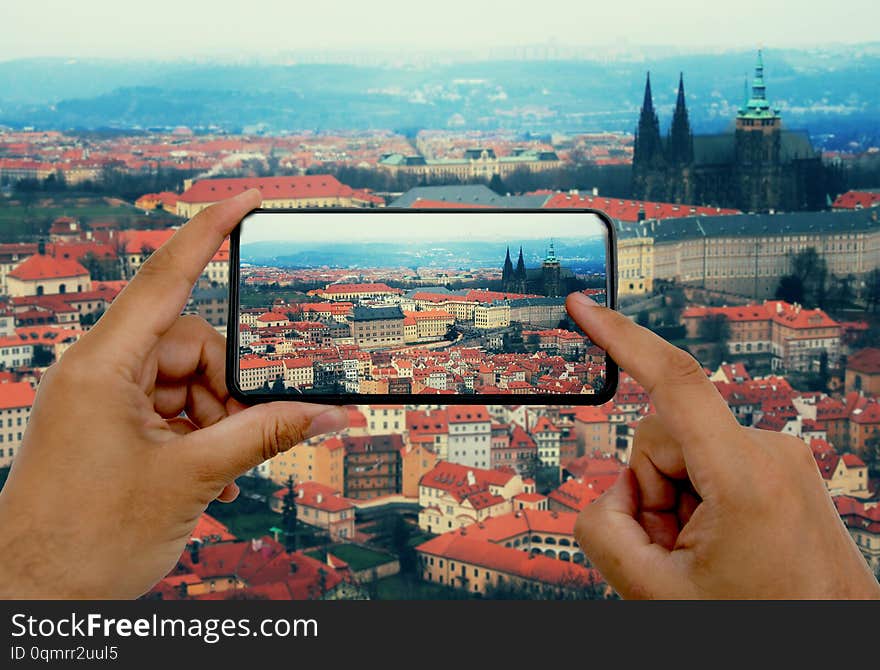 photo by phone. View of Prague Castle.