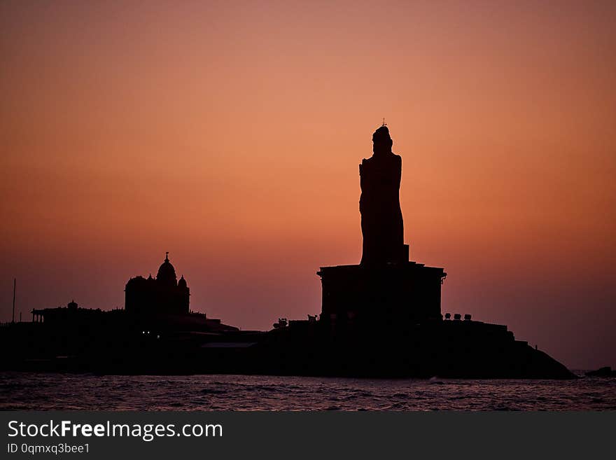 Kanyakumari Comorin cape Kerala India Sunrise above the sea. Kanyakumari Comorin cape Kerala India Sunrise above the sea