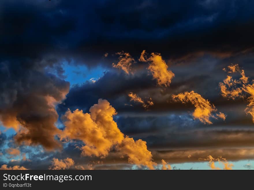 Dramatic sky at sunset before the storm