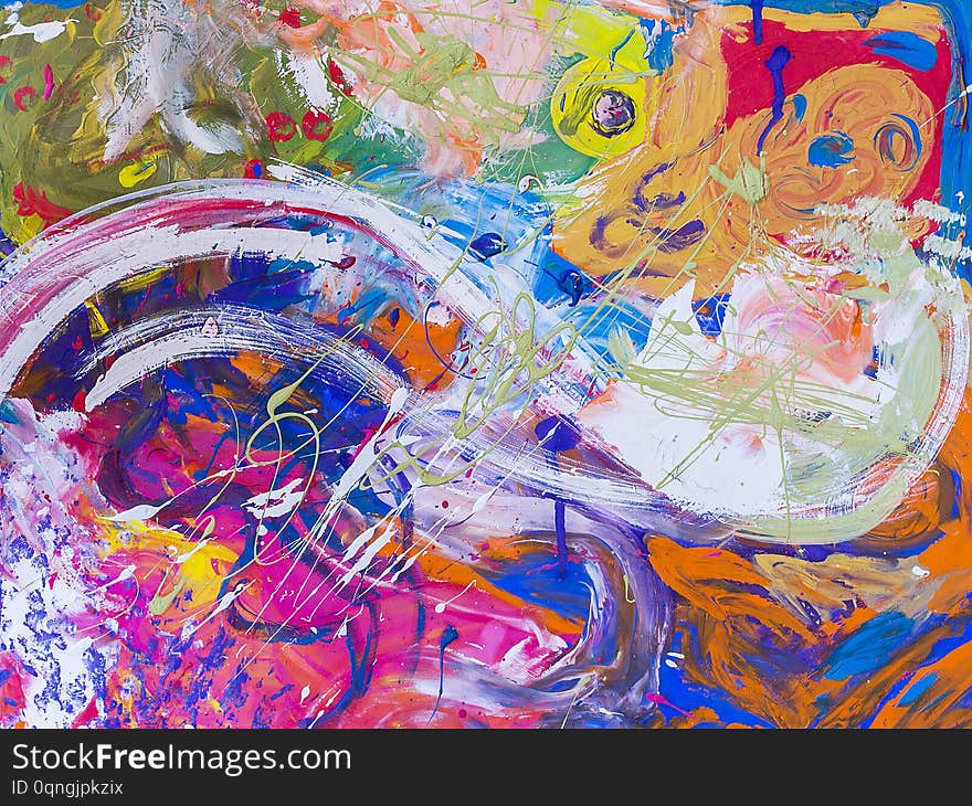 Picture, abstract painted canvas as multicolor background