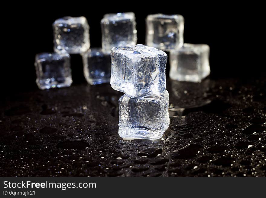 Ice Cubes On Black Background